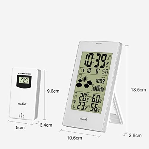Youshiko YC9331 (Official UK 2023 Version) Wireless Weather Station, Radio Controlled Clock Indoor Outdoor Temperature Thermometer, Humidity, Barometric Pressure, Ice Alert