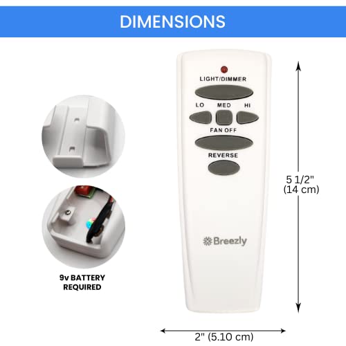 Breezly Ceiling Fan Remote Control With Reverse Button Replacement For Hampton Bay Wireless Transmitter - Speed And Light Universal Fan-Hd6 #TOP2