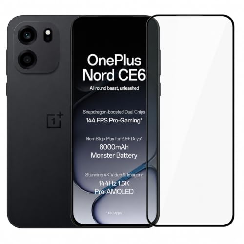 Image of Military-Grade Tempered Glass Screen Protector Compatible for OnePlus Nord CE6 5G / OnePlus Nord CE 6 with Edge-to-Edge Coverage and Easy Self Installation Kit (OnePlus Nord CE6 5G)