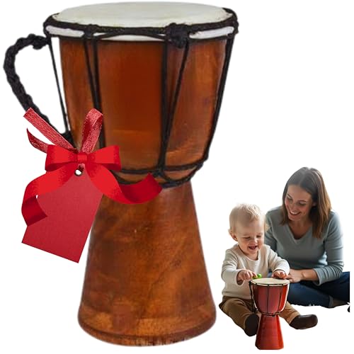 Authentic Mini Djembe Drum 4x8 – Handmade African Hand Drum with Genuine Goat Skin, Portable...