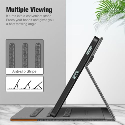 Fintie Case for Samsung Galaxy Tab S6 Lite 10.4 Inch 2024/2022/2020 with S Pen Holder, Multi-Angle Viewing Soft TPU Back Cover with Pocket Auto Wake/Sleep, Denim Gray