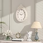 Abdurey Small French Retro Decorative Wall Clock, Ivory White Vintage Oval Style,Silent Battery Operated Boho Decor Wall Clocks for Farmhouse,Kitchen,Bedroom,Bathroom(10.4" H x 6.7" W) - Image 5