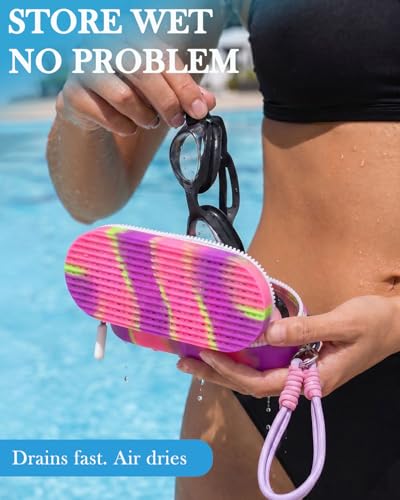 Étui pour lunettes de natation en silicone à évacuation d'eau rapide
