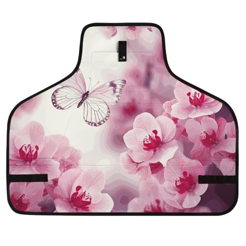 Delantal con flores y mariposas con bolsillos ajustables miniatura 1