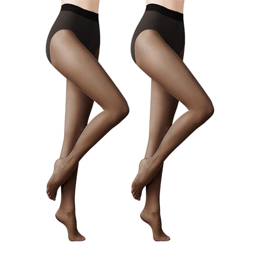 2 Pairs Women's Sheer Tights, 1D Ultra Thin Soft Nylon Regular Panty Multicolour High Sheer Anti-slid Pantyhose