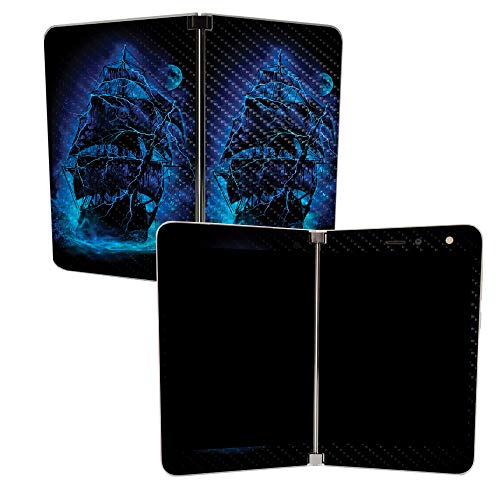 MightySkins Carbon Fiber Skin for Microsoft Surface Duo - Pirate Storm | Protective, Durable Textured Carbon Fiber Finish | Easy to Apply, Remove, and Change Styles | Made in The USA