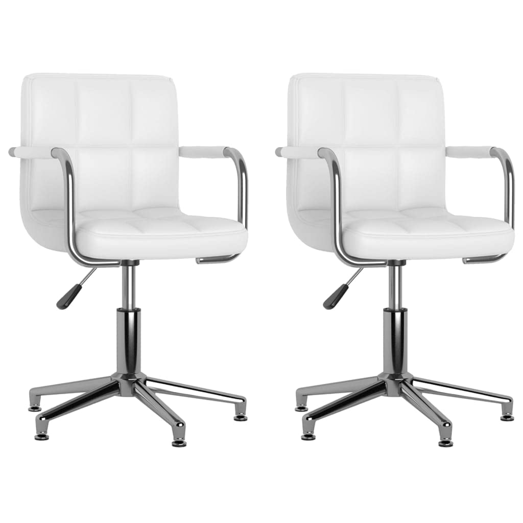 Mesa de comedor, sillas de sala de estar, sillas de comedor multifuncionales, 2 piezas, giratorias, de piel sintética, blanca, para comedor, estudio, dormitorio