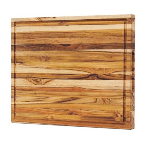 Tabla de cortar rectangular de madera de teka 18x14 miniatura 1