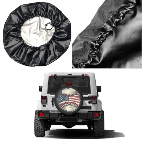 Image of Delerain Spare Tire Cover Baseball American Flag Wheel Covers Waterproof Dust-Proof UV Sun Universal Fit for Trailer RV SUV Truck and Many Vehicle (17 Inch for Diameter 31 inch-33 inch)