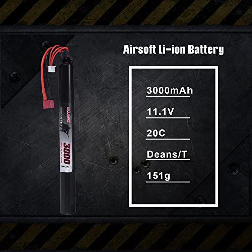 Hilldow 11.1V Airsoft Battery 3000Mah 20C Rechargeable Stick Pack Batteries High Performance Compatible With Deans/T Plug For Airsoft Guns Rifle Model #TOP1