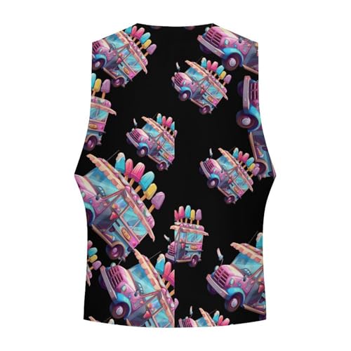 Ice Cream Truck Driver Men's Suit Vest Waistcoat Vests Formal Dress with 2 Pockets for Business Casual Tuxedo4