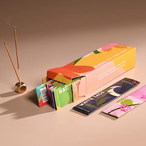 Folkulture Incense Sticks Gift Set - Pack Of 12 Insenses (240 Sticks) - Rose & Geranium, Jasmine, Lavender, Nag Champa, Sandalwood, Patchoulli, Frankinsence, Natural And Non Toxic Inscent (Good Vibes) #TOP7