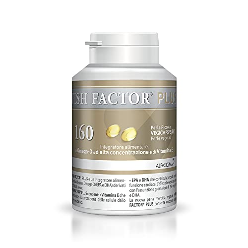 FISH FACTOR PLUS, Integratore Alimentare, 160 Perle Piccole, con Omega 3, Per la Normale Funzionalità Cardiaca