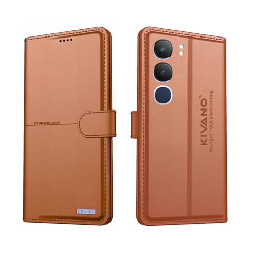Image of Compatible with Vivo Y29 5G Flip Cover | Leather Finish | Inside Pockets & Inbuilt Stand | Shockproof Wallet Style Magnetic Closure Back Cover Case