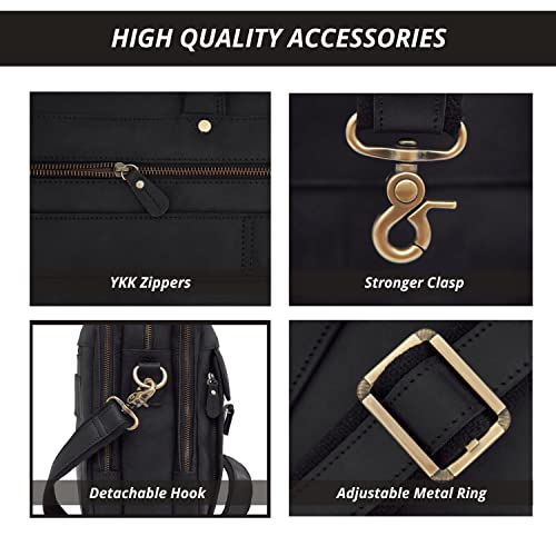 Luxorro Full Grain Leather Briefcase For Men, Handcrafted Leather Laptop Bag For Men With Many Compartments And Brass Hardware, Arrives In Elegant Gift Box, Fits 15.6 Inch Laptop #TOP5