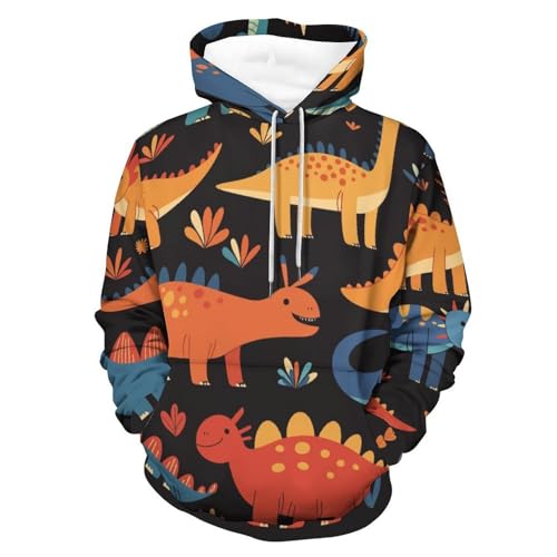 Dinosaure de dessin animé sweat à capuche avec manches longues confortables S