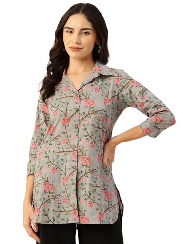 Image of feranoid Classic Collared Cotton Shirt with 3 /4 Sleeve for a Timeless Casual Look