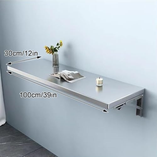 Table pliante murale en acier inoxydable 304 durable avec étagère intégrée