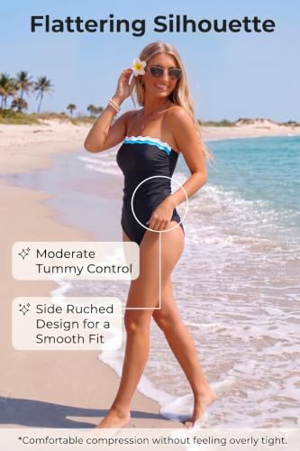 Image of Daci Women Strapless Tankini Tummy Control 2 Piece Bandeau Swimsuit