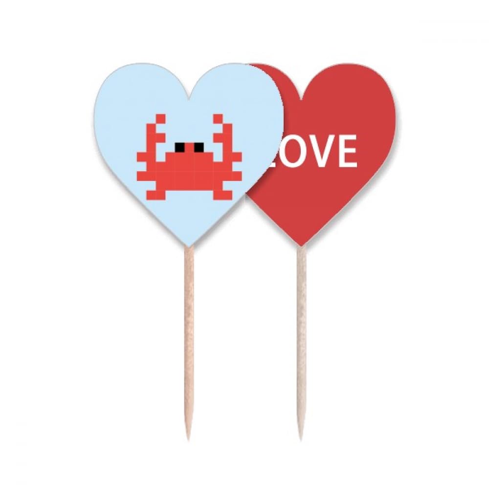 Cure-dents petit crabe pixel drapeau cœur pique apéritif bois et décoration cocktail