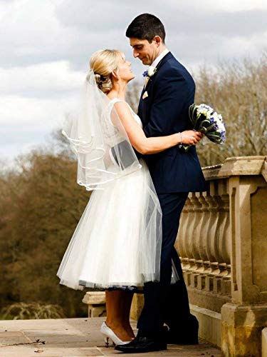 Unicra 2 Tiers Bride Wedding Veil Short Fingertip Length Bridal Tulle With Ribbon Edge And Comb Soft Wedding Bridal Veil Comb Hair Accessories For Brides (Ivory, 25.6/33.5 Inch) #TOP3