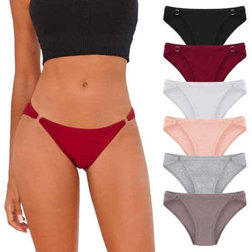 XI LIU Cotton Underwear for Women Soft Stretch Womens Cotton Bikini Panties 6 Pack (US Alpha Medium Regular Regular multicolor)