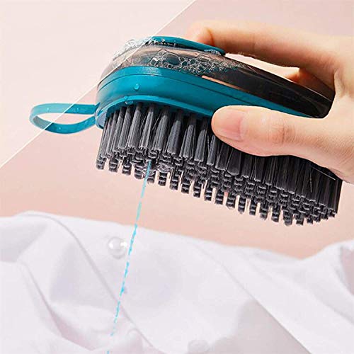Image of YANCI ABS Plastic Multifunctional Liquid Soap Dispenser Soft Bristles Laundry Brush / Kitchen Cleaning Brush / Bathroom Brushes for Cleaning Metal Cookware, Clothing, Bathtubs, Shoe (BLUE, 1 Pieces)