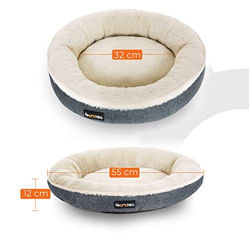 Feandrea Hundebett, Hundekorb, Katzenbett, Donut, Ø 55 cm, dunkelgrau PGW055G01