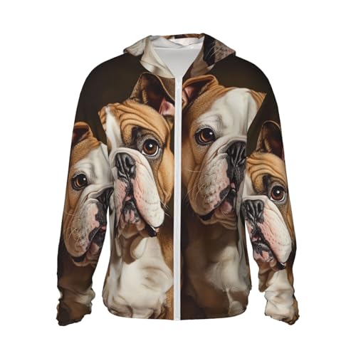 UPF 50+ Sun Protection Hoodie Long Sleeve English Bulldogs Sun Shirt Rash Guard Fishing Shirts for Men