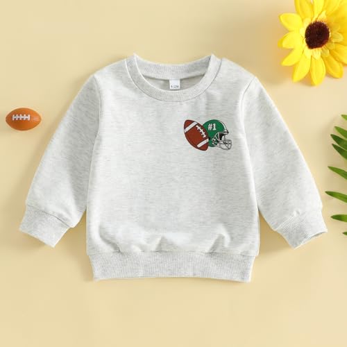 CREAIRY Toddler Baby Boy 1st 2nd Birthday Outfit Football Long Sleeve Shirt (One, 6-12 Months) — view 4