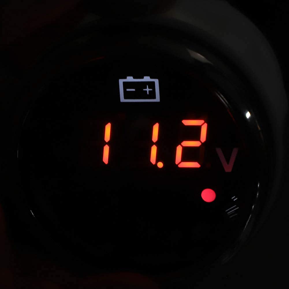 Jauge De Tension De terie à LED 52 MM/2 Pouces Avec Voy D'Avertissement Pour ures Et e Design élég Précision élevée Installation Facile Outil Indispensable Pour Les Passionnés D'Automobile