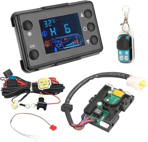 Copgge 12V Diesel Heater Control Board Diesel Heater Controller Motherboard Parking Heater Control Panel LCD Controller Switch with Sensor Wiring Harness Fits for Chinese Diesel Heaters 5KW
