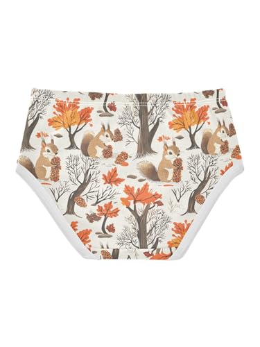 ZZKKO Squirrels Pine Cones and Maple Tree Girls Underwear Toddler Panties for Girls Comfort Brief Size 2T2