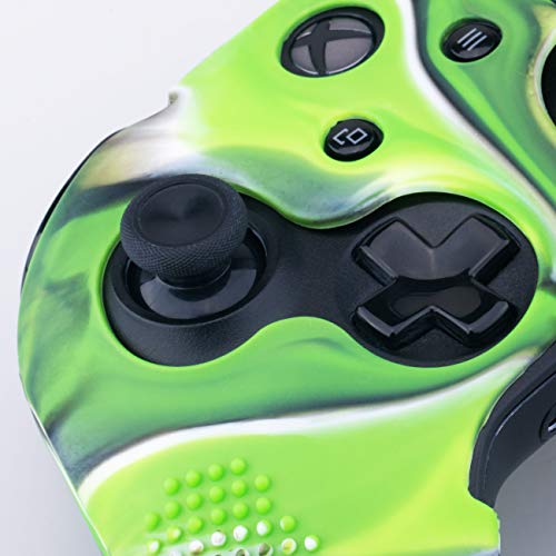 9Cdeer 1 Piece Of Studded Protective Silicone Cover Skin Sleeve Case + 8 Thumb Grips Analog Caps For Xbox One/S/X Controller Camouflage Green Compatible With Official Stereo Headset Adapter #TOP5