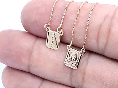 Escapulario Banhado A Ouro Nossa Senhora Com Sagrado Coração Jesus