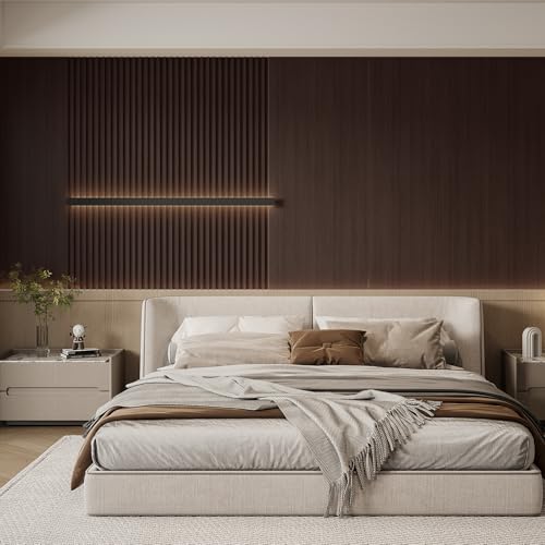 YU LI 3DH WPC Slat Wall Panels 12-Pack 48x 6in & 4 Trim Accent Black Wood Grain 3D Wall Panels Interior Wall Modern Décor by YU LI 3DH - Used condition - Image 4