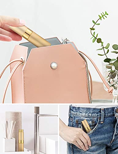 Image of 10ML Mini Perfume Atomizer Spray Bottle, Empty Refillable Glass Travel Cologne Sprayer for Men & Women with Refill Tools (Golden-1)