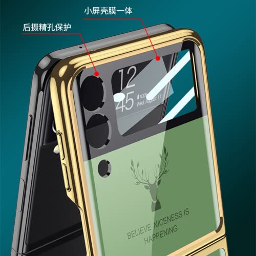 Capa para Samsung Galaxy Z Flip 3, moldura ultrafina de vidro temperado galvanizado Z Flip3 capa pro