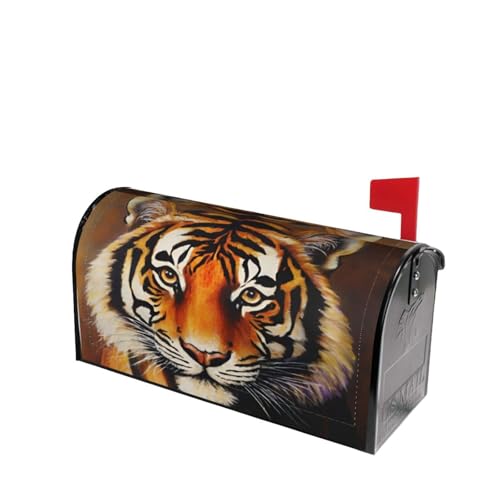 Image of Dujiea Tiger Head Mailbox Wrap - Waterproof Magnetic Post Box Cover, Large Size 25.5 inch L x 21 inch W - Garden Yard Home Decor