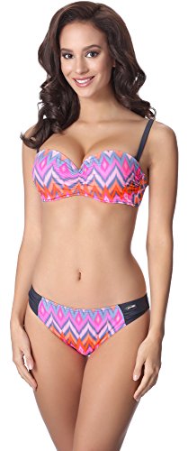 aQuarilla Damen Bikini Set AQ127(Graphit/Mehrfarbig, 44)