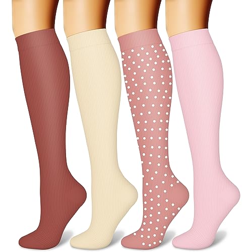 CHARMKING Compression Socks for Women and Men Circulation (4 Pairs) 15-20 mmHg is Best Support for Athletic Running Cycling (S/M
