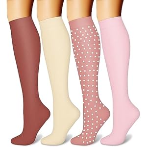 CHARMKING Compression Socks for Women and Men Circulation 4 Pairs 15-20 mmHg Best Support for Athletic Running Cycling