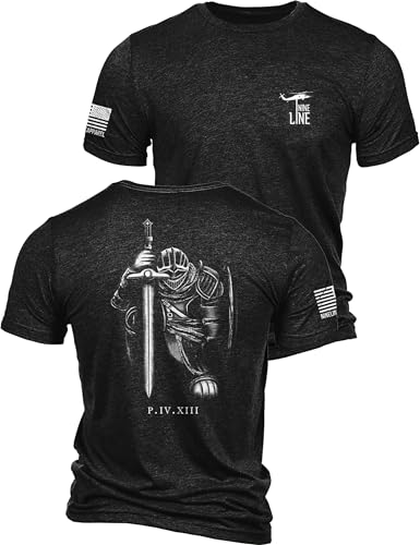 Nine Line Philippians 4:13 T-Shirt Christian Patriotic Shirt for Men Armor of God Faith Apparel Bible Verse Shirt Charcoal Black