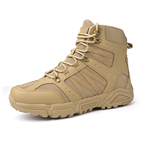 Botas de Senderismo Desierto Transpirables para Hombre Botas de Combate Tobillo Entrenamiento,Beige,47