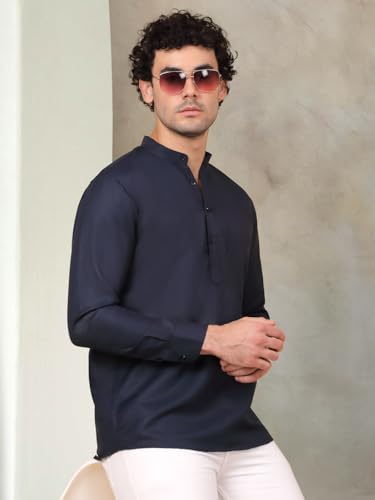Image of Jompers Men's Cotton Regular Fit Solid Short Kurta