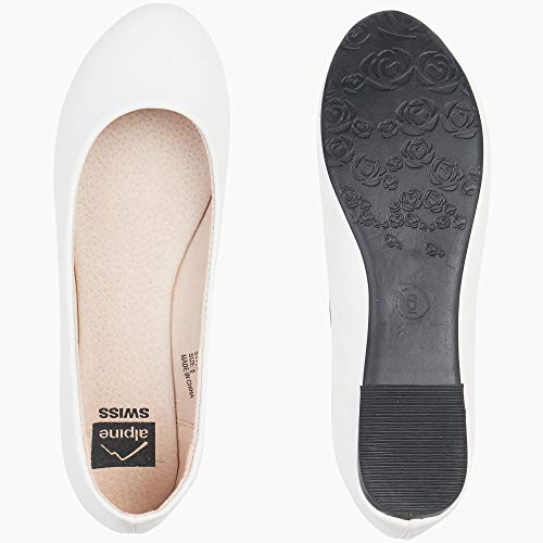 Alpine Swiss Womens White Leather Pierina Ballet Flats 10 M Us #TOP2