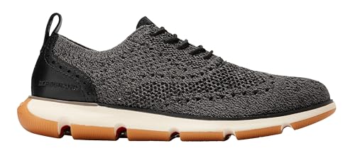 Cole Haan 4.Zerogrand Stitchlite Men's Oxford Shoes, Lightweight Breathable Knit, Modern Casual Style, Lace-Up Design, Black Twisted Knit - 8.5