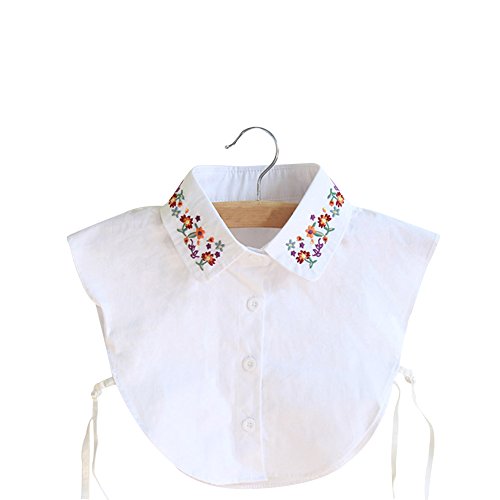 BeToper - Camiseta para mujer con cuello desmontable en algodón, color blanco