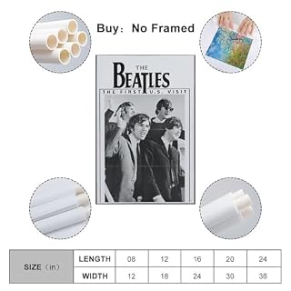 DATOZA Poster de première visite des Beatles sur toile – Impression d’art moderne pour chambre à coucher – 30 x 45 cm - Les Beatles, Paul McCartney, John Lennon, RIngo Starr, George Harrison DATOZA Poster de première visite des Beatles sur toile - Impression d'art moderne pour chambre à coucher - 30 x 45 cm – Image 2
