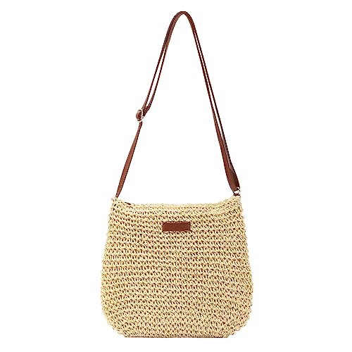 LHHMZ Bolso Bandolera de Playa de Paja Hecho a Mano para Mujer Bolsos de Hombro de Playa de Verano Monedero pequeño de Paja